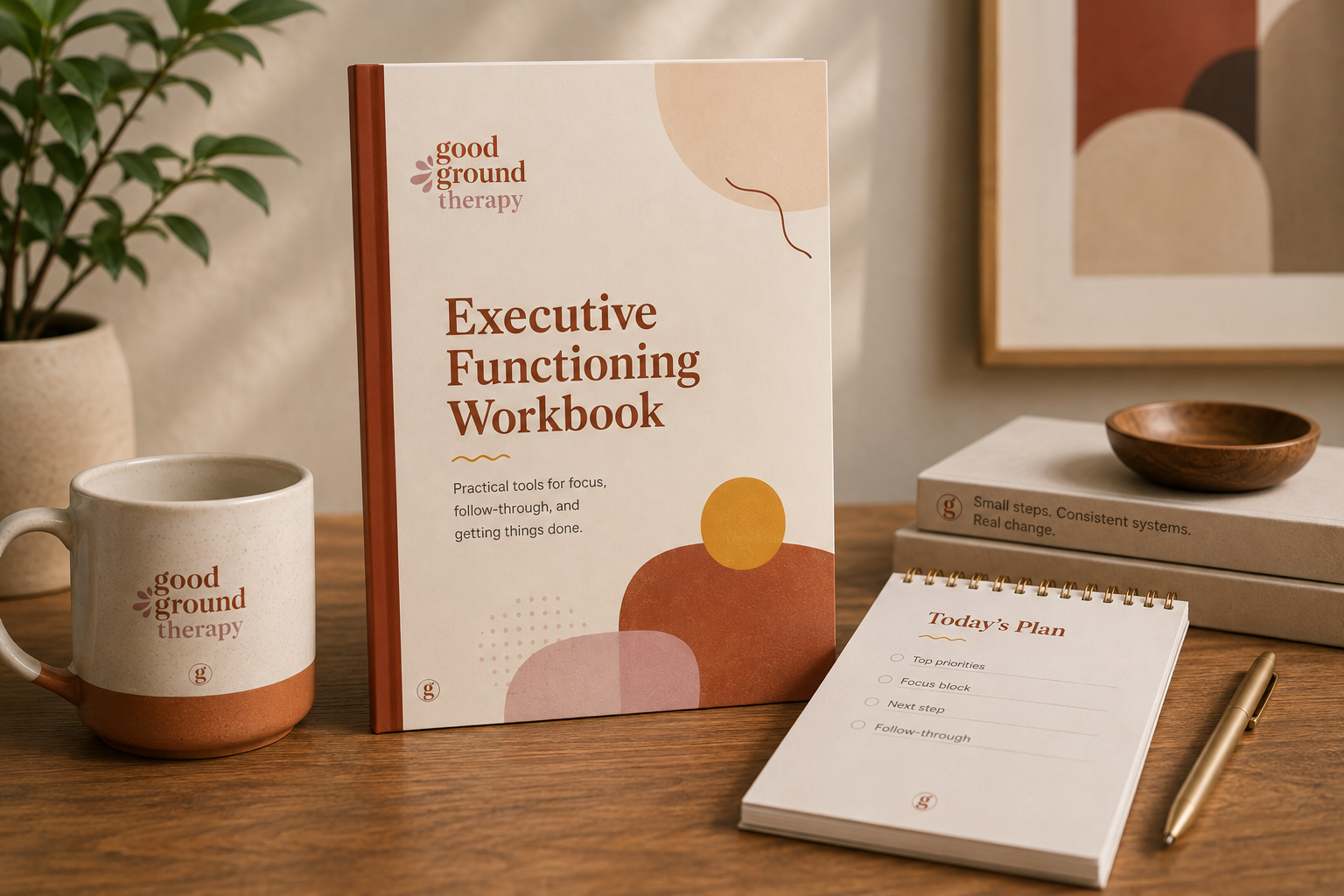 Executive Functioning Workbook and daily planning tools from Good Ground Therapy